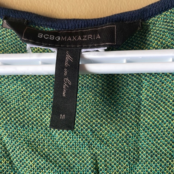 BCBG spring sweater dress fit n flare szM navy neon & teal - Picture 3 of 4